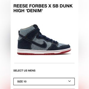 Men’s REESE FORBES X SB DUNK HIGH 'DENIM